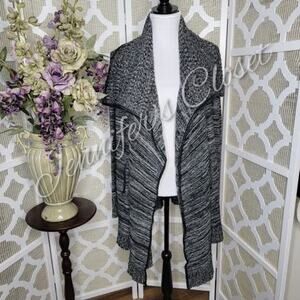 Firth Women's Black and White Faux Leather Trim Sweater Dust Coat Size Small